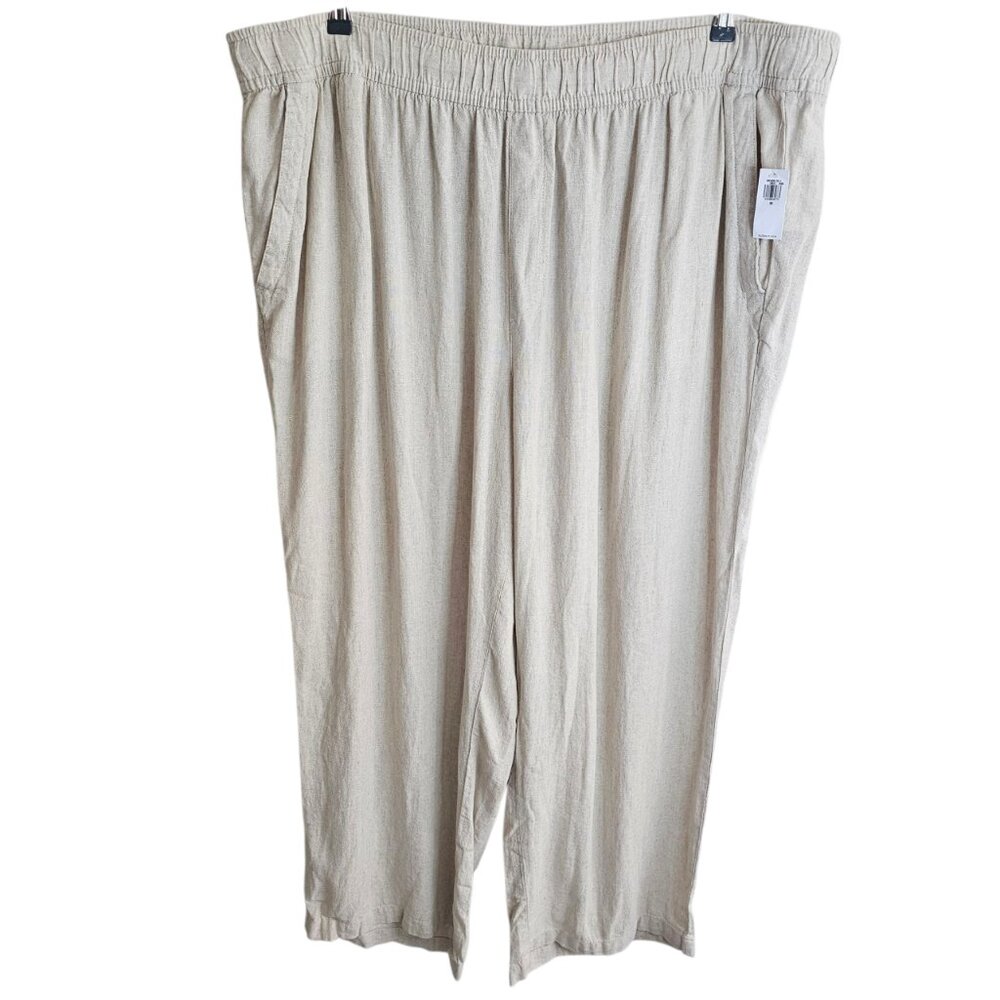 Old Navy 3X Linen Nude Pocket Pants Pull On Elastic Waistband